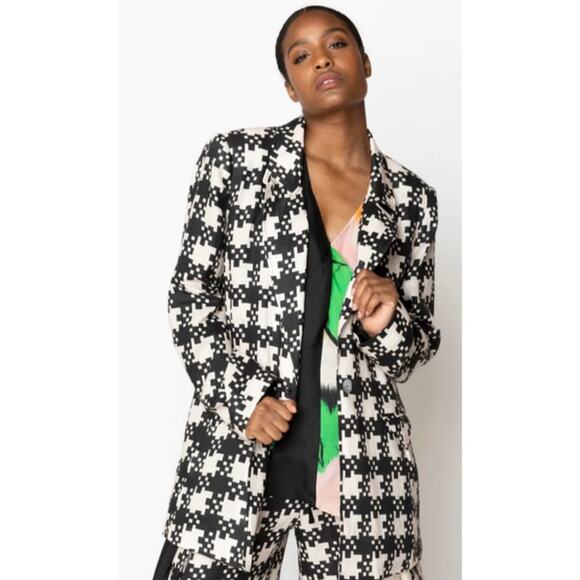 HOPE FOR FLOWERS By Tracy Reese Blazer Size Extra Large NWT Peaked Organic Linen - Picture 1 of 16